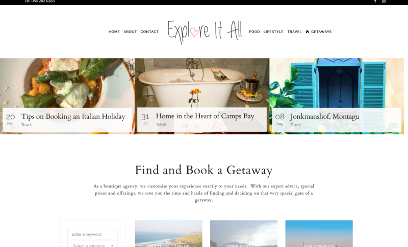 Explore It All WordPress web design in Cape Town